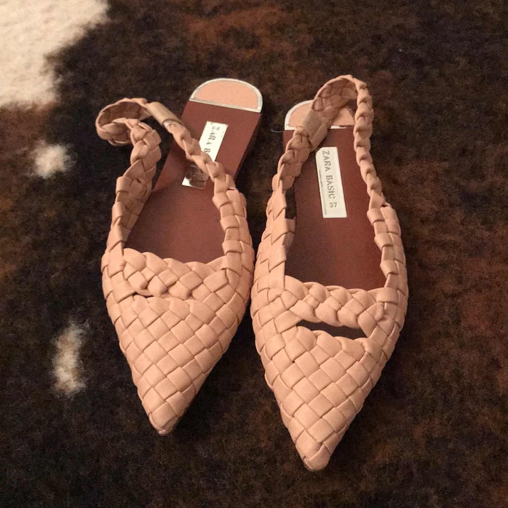 Zara woven flat slingbacks
